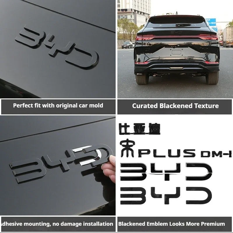 Durable Black Emblem Badge Protective Cover Sticker For BYD Seal U Sealion 6 Song Plus DM‑i EV Dolphin Exterior Parts