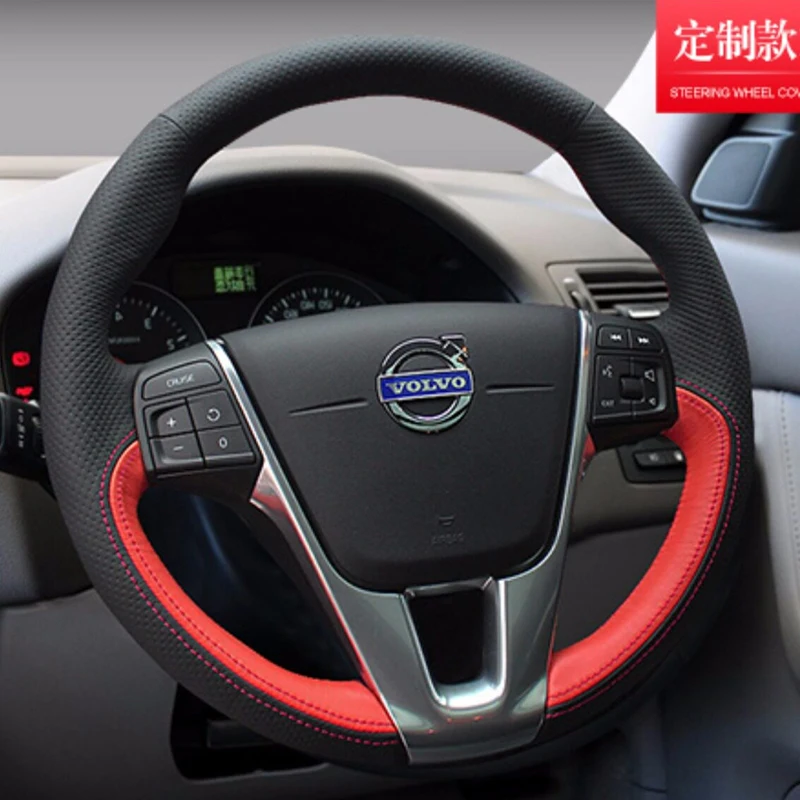 Car Steering Wheel Cover for Volvo V40 XC60 S60 S60L S80 S80L DIY Custom Microfiber Leather Auto Steering Wheel Wrap