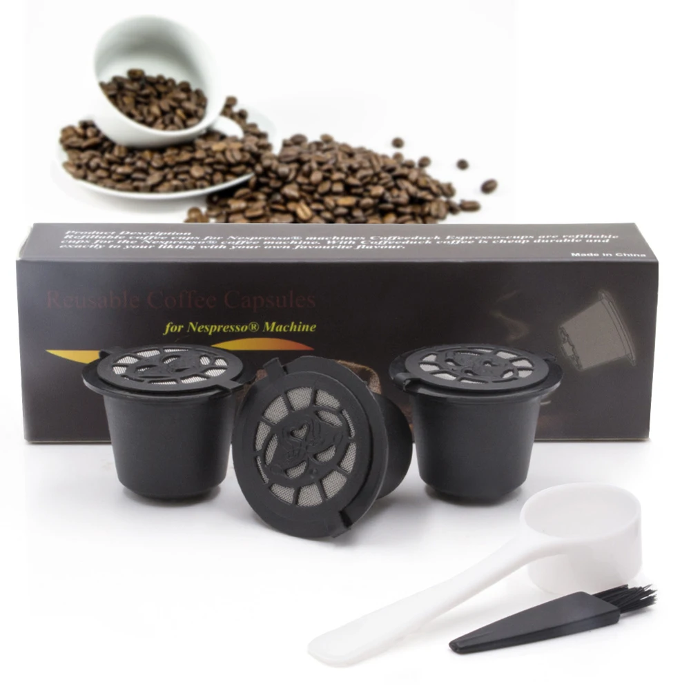 3pcs Refillable Reusable Coffee Capsule Filters for Nespresso Machine