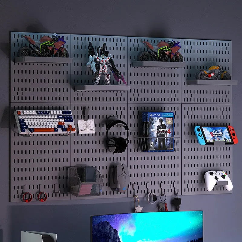 Non Drill Wall Mounted Storage Pegboard Multi Scene Diy Wall Display Board Kitchen Office Gaming Style Wall Storage Board