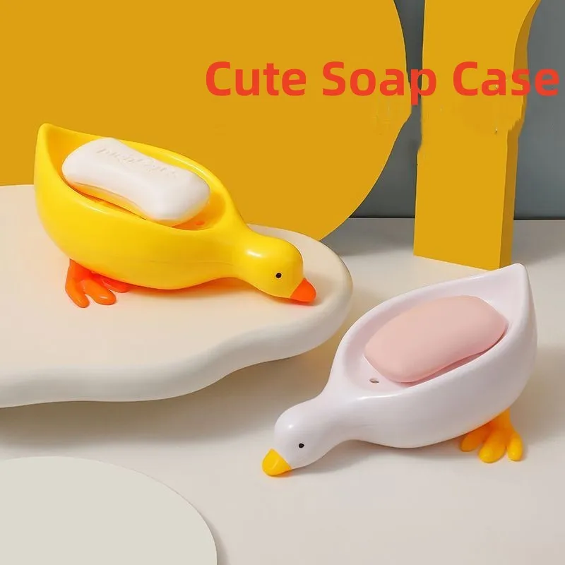 Portable Duck Shape Soap Box Bathroom No Punching Drainage Soap Box Non-slip Washable Soap Box For Bathroom Sink And Shower