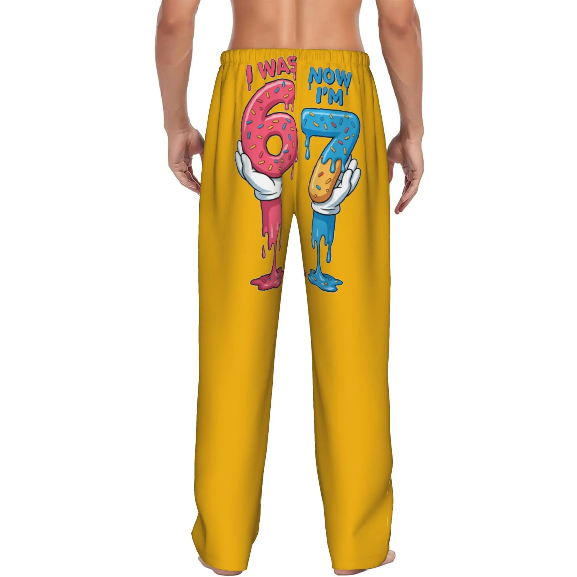 Custom Funny Sixty Seven  Pajama Pants Sleepwear for Men Elastic Waistband  Sleep Lounge Bottoms with Pockets view 3