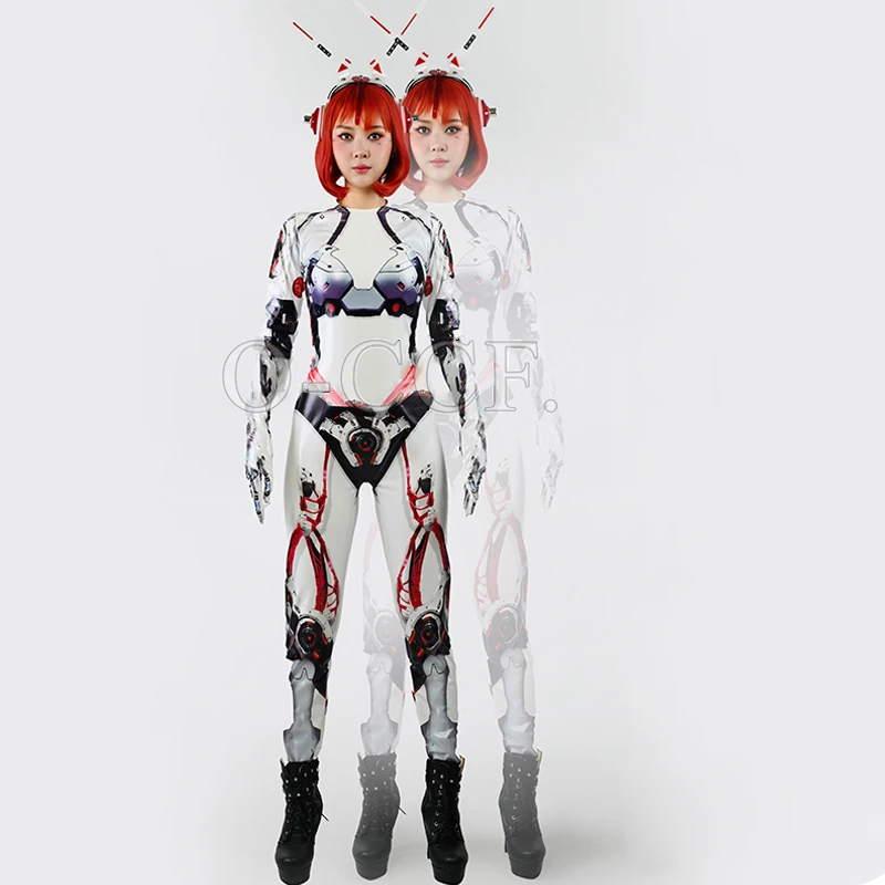Look Drag Clothes Women Stage Show Costume Long Sleeve Bodysuit Futuristic Performance Suit Festival Party Rave Clothing VDL4669