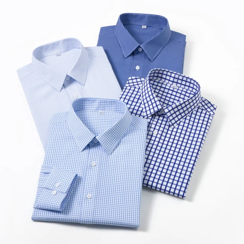 S-4XL Casual Men Shirt Long sleeves Slim Fit Easy Care Business Shirt Men Long sleeves Formal Social Soft Cozy