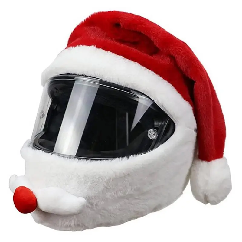 

Motorcycle Helmet Coral Fleece Christmas Santa Claus Cover Motorbike Funny Outdoor Personalizeds Full Helmets Protection Cover