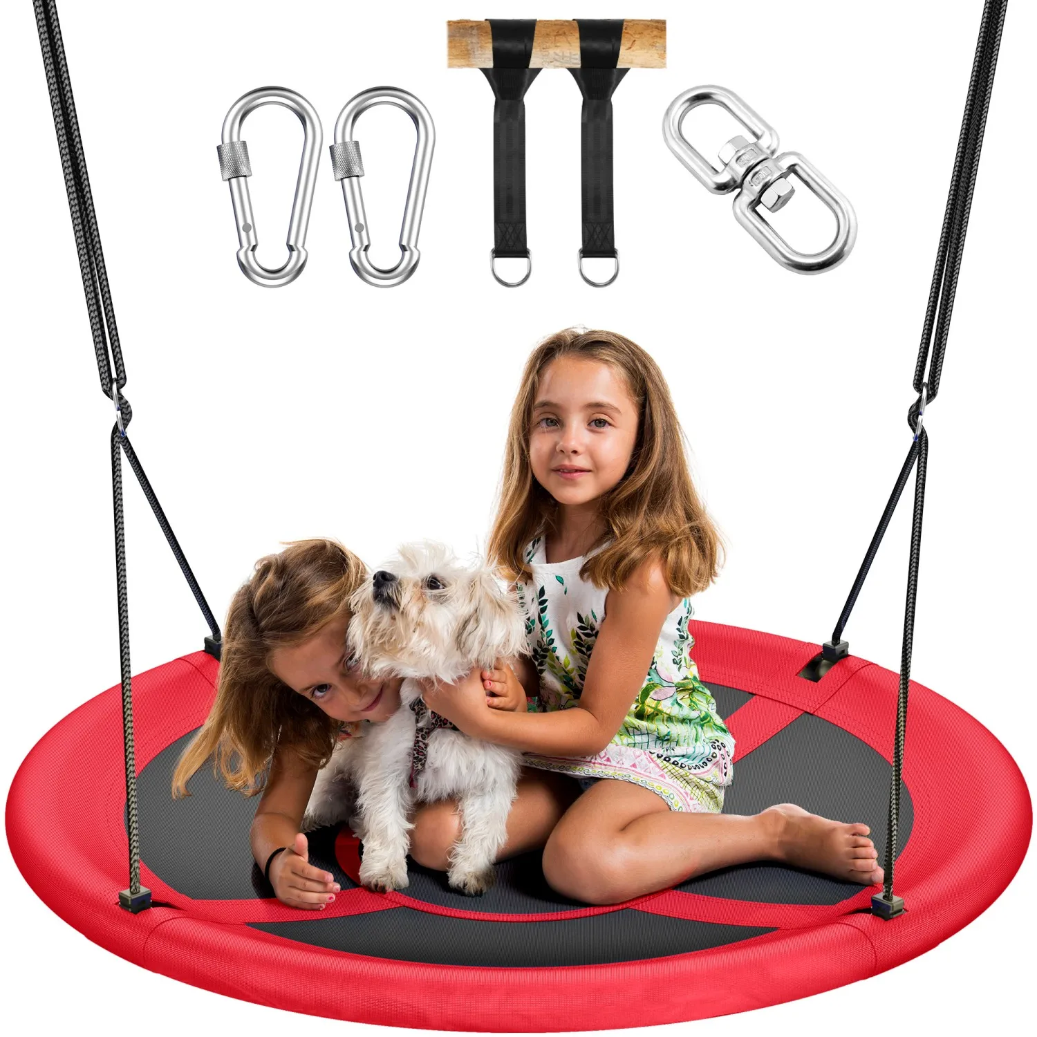 

43" UFO Tree Swing for Kids & Adults - 700LB Capacity, Waterproof Hanging Saucer Seat with Adjustable Straps.