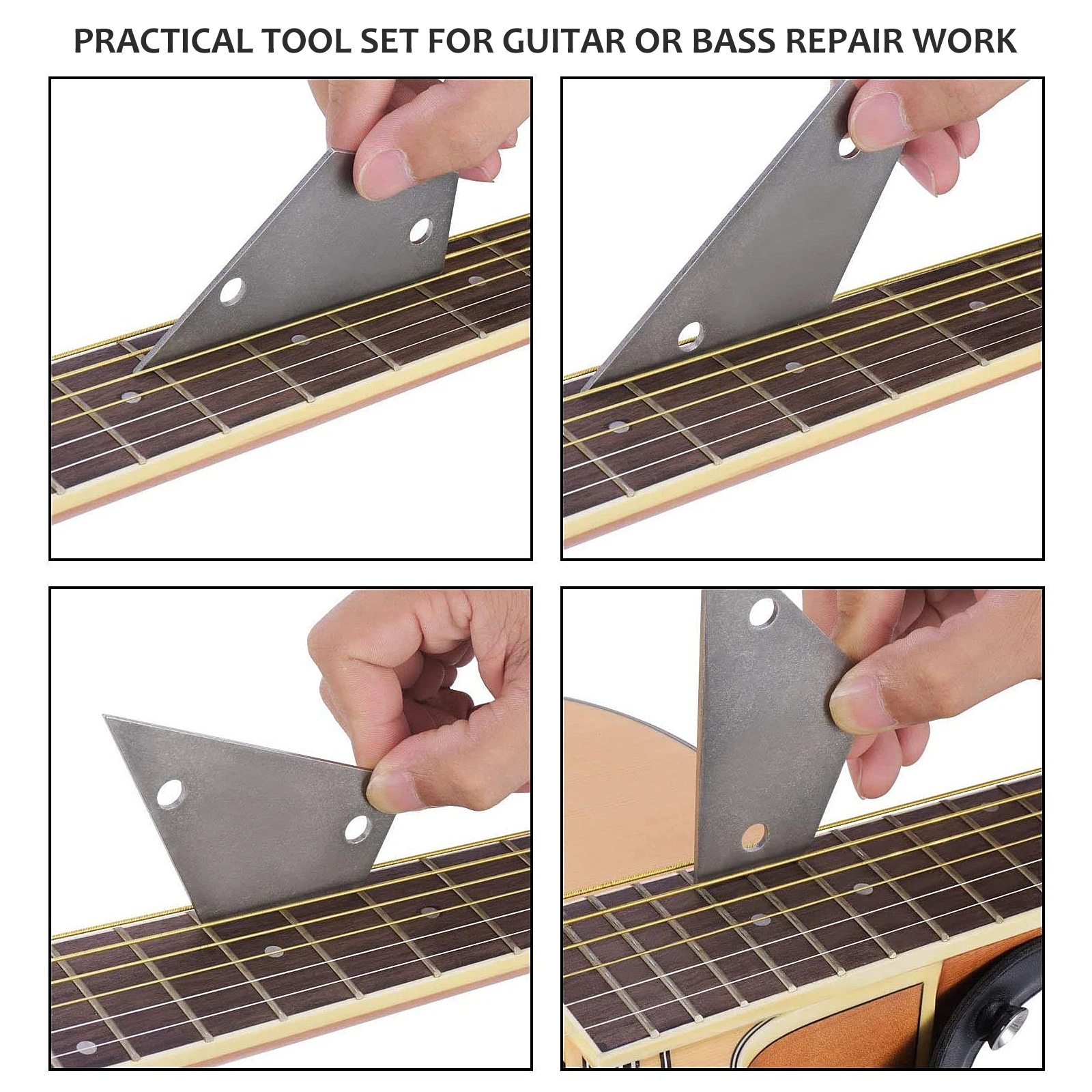 

Guitar Tool Set Bridge Nut Level Ruler Fret File Kit End Stainless Steel Files Straight Edge