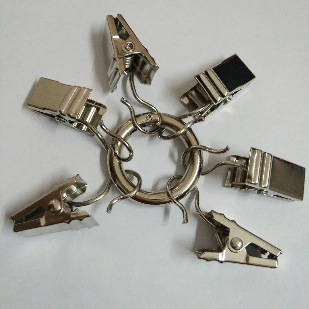 60Pcs Iron Curtain Clips Metal Drapery Rings Anti-Skid Hook Clips for Curtain Loop Drapery Ring Clip Clip Ring
