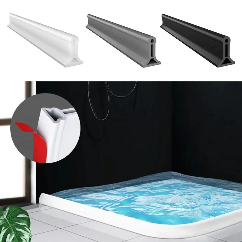 

Natural Rubber Flexible Silicone Water Retaining Strip for Kitchen Bathroom Waterproof Durable Seal Strip bathroom accessories