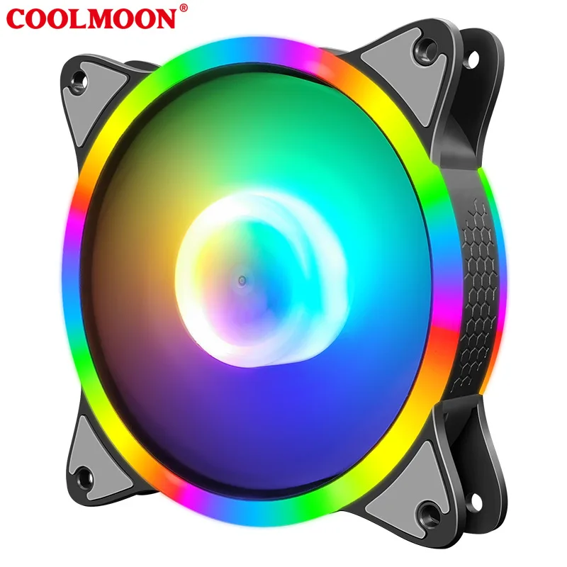 COOLMOON 120mm Silent Case Fan PC 12CM Cooling Fan Quiet Computer Cooler Fan Case Cooling Fans 12V DC 4 Pin 120mm Mute Fan Molex