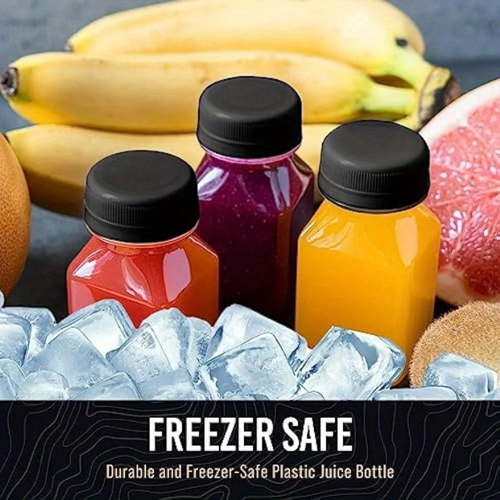 6pcs Bottles - GenerousCapacity, Leak Proof, Freezer Safe, with Secure Black Caps - Perfect for Liquids, , and Frozen Treats