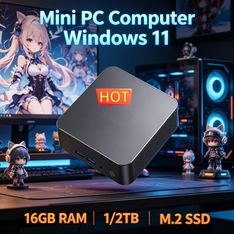 

Mini Gaming Office Study PC Core I3 6006U Windows 11 Pro 32GB RAM 1TB 2TB SSD WIFI 6 BT5.2 4K HD 3 Years Warranty