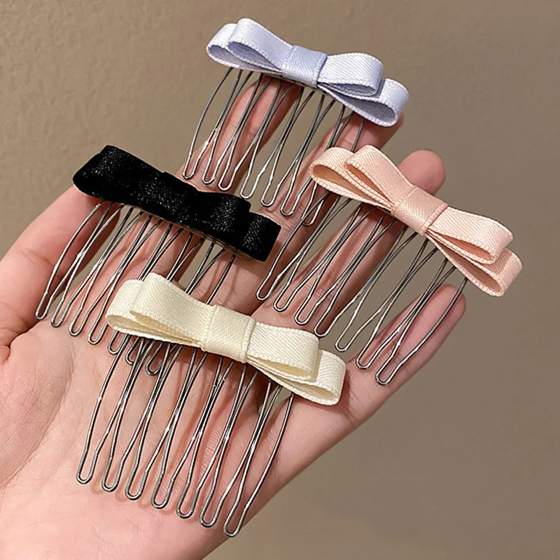 Bow Hair Comb for Girl Sided Clips Bangs Bowknot Hairpins Portable Trimming Artifact Barrettes Fashion Women Hair Accessories