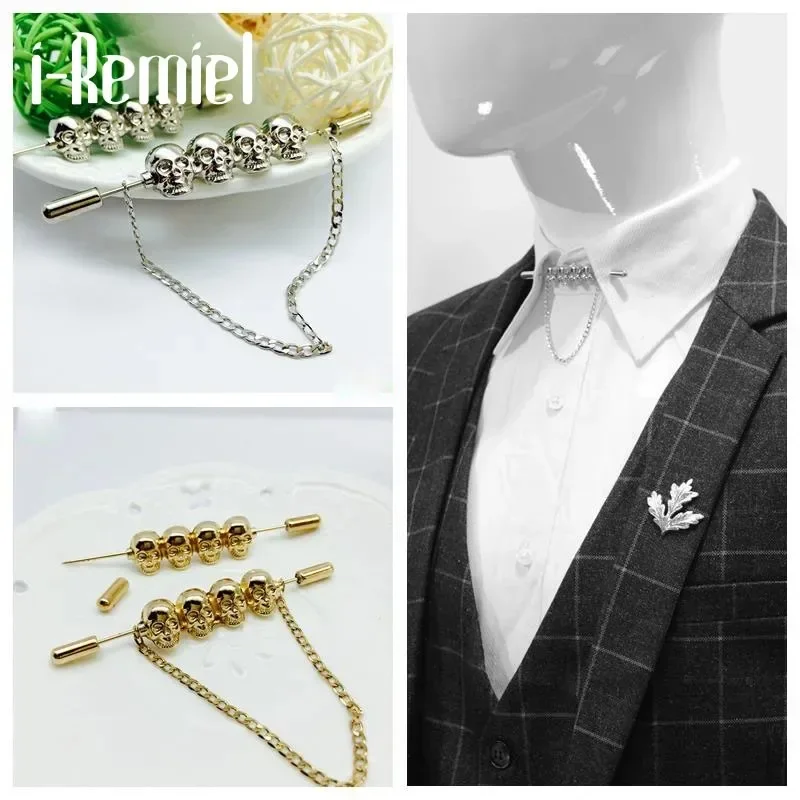 Broche Brooch Brooches For Pin Men Trendy Brooch Plated Skeleton The New Hot Skull England Shirt Collar Lapel Tie Rod