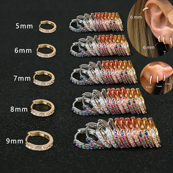 2Pcs Rainbow Little Huggies Stainless Steel Hoop Earrings Girl Tiny Rings Cartilage Small…