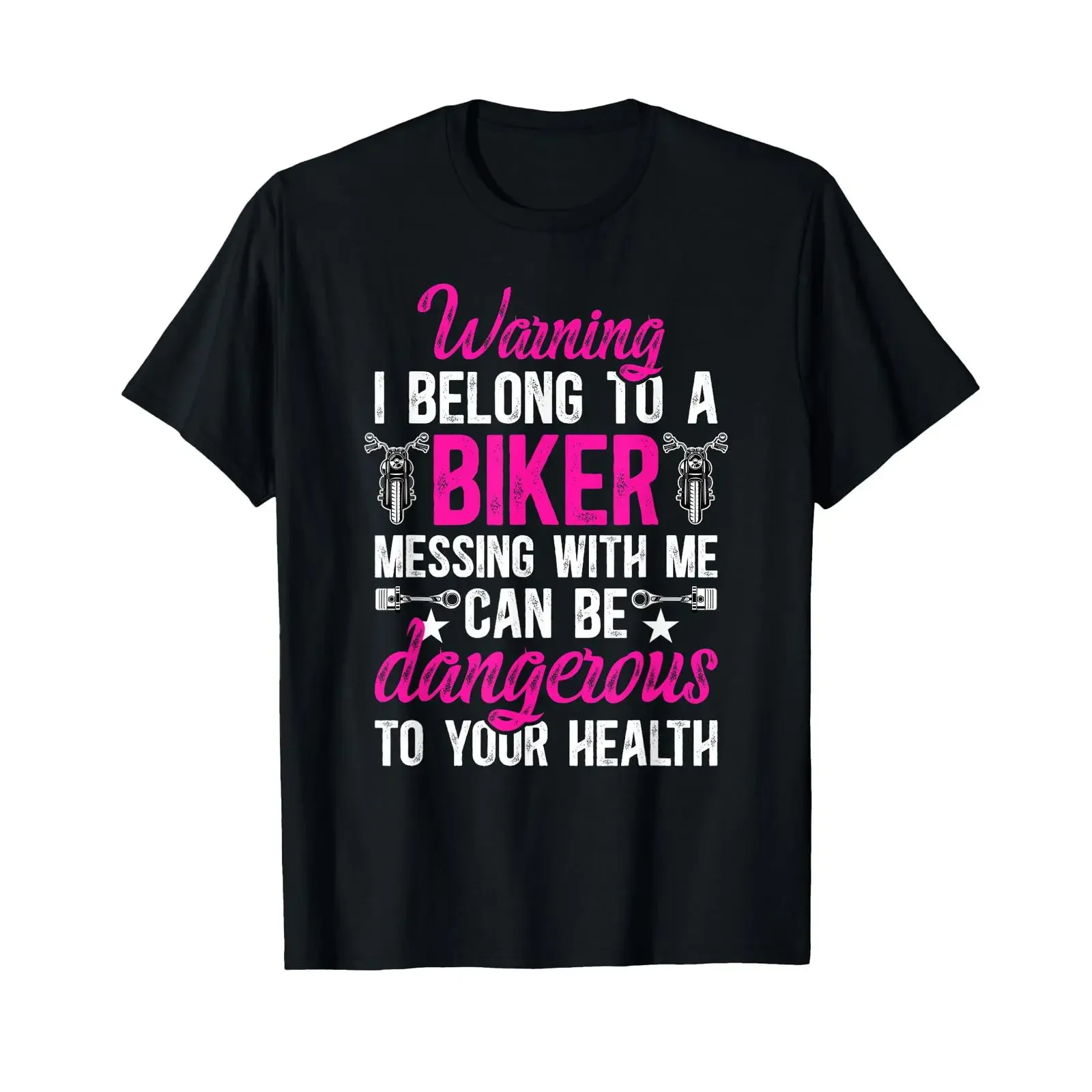 T-shirt « I Belong to A Biker Wife of Motorcycle » vintage délavé, streetwear élégant, vêtements de créateur, extensible et doux