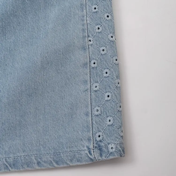 JNLEAOG High Waist Embroidered Hollow out Denim Jeans Women's Faion Design Autumn New Sle Loose Fit Polyester Fabric