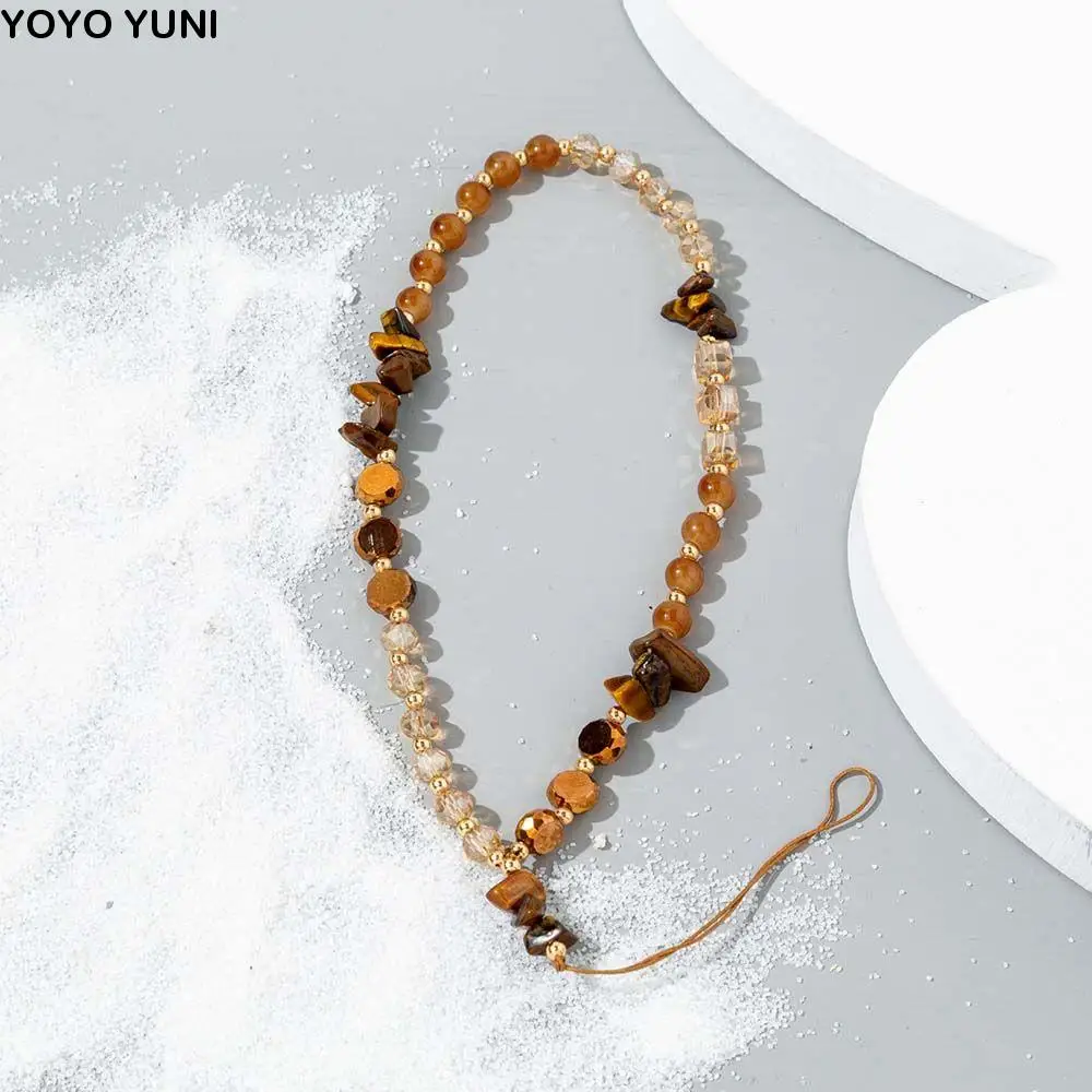 

Hanging Cord Gravel Chain Mobile Phone Strap Crystal Stone Beads Lanyard Cell Phone Lanyard Letter Beads Chain