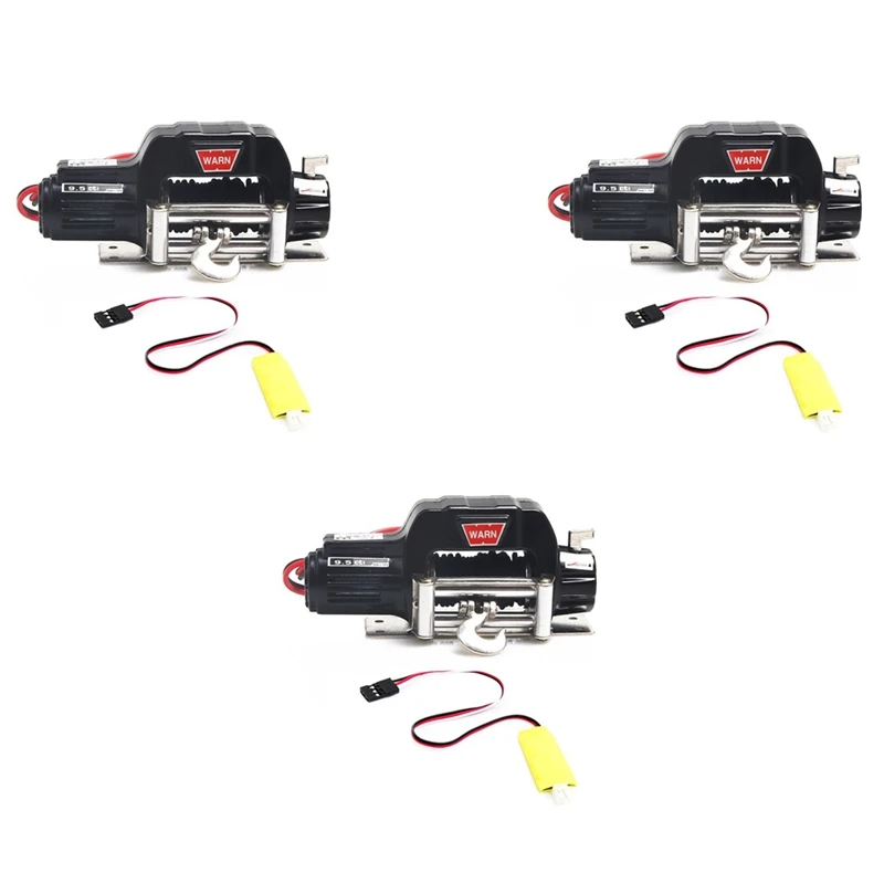 

3X Metal Automatic Winch With 3CH Control Line For 1/10 RC Crawler Car Axial SCX10 TRAXXAS TRX4 Upgrade Accessories,2