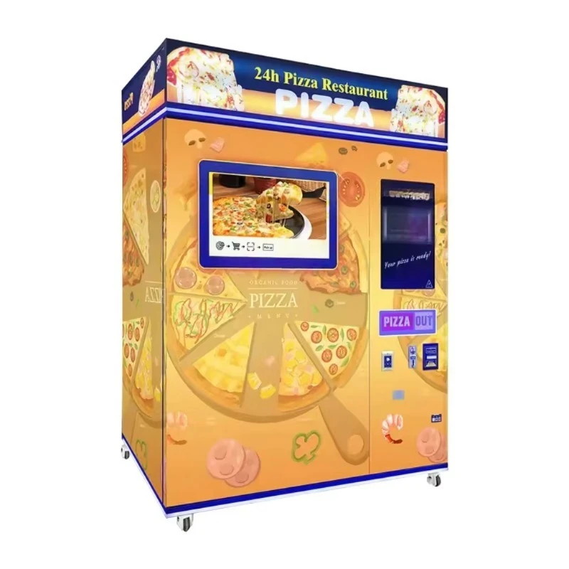 Fully Automatic Indoor Commercial Smart Self-Heated Pizza Vending Machine 300-600 Pcs Capacity Touch Screen 32-inch LED Display