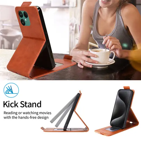 For Fairphone 6 Anti-fall Flip Vertical Case Retro skin-friendly Full Cover Card Holder For Fairphone 6 Fair phone 6 Phone Bags