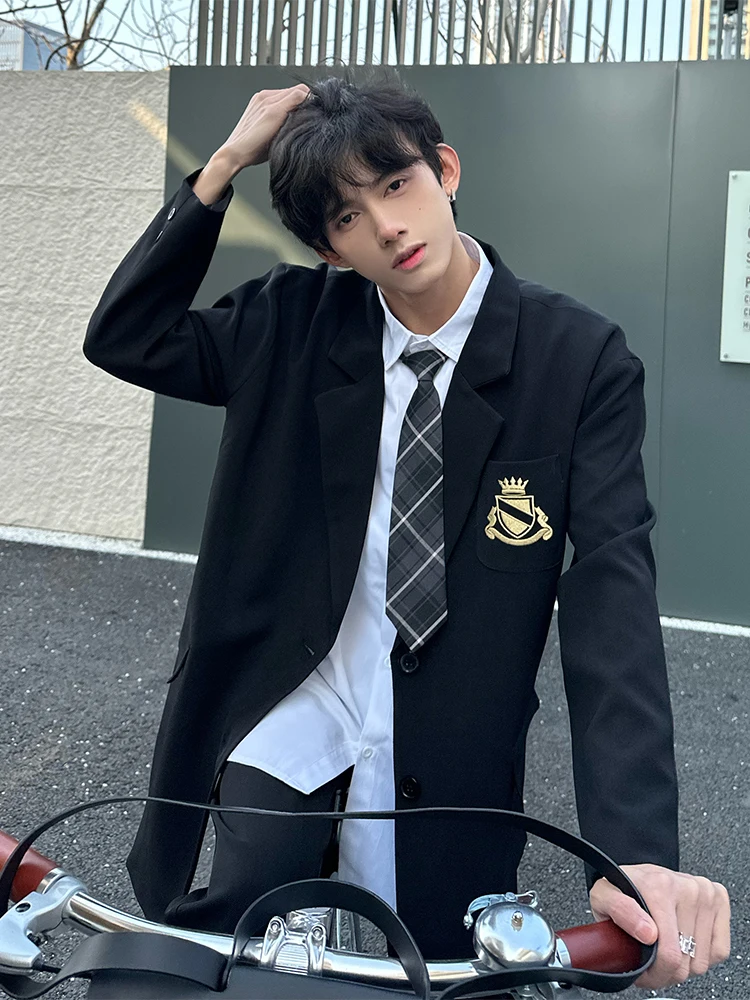 

Мужской костюм Slim Fit: тонкий, осенний, модный, в стиле университетской повседневной одежды, ветровка, элитный, в западном стиле, комплект