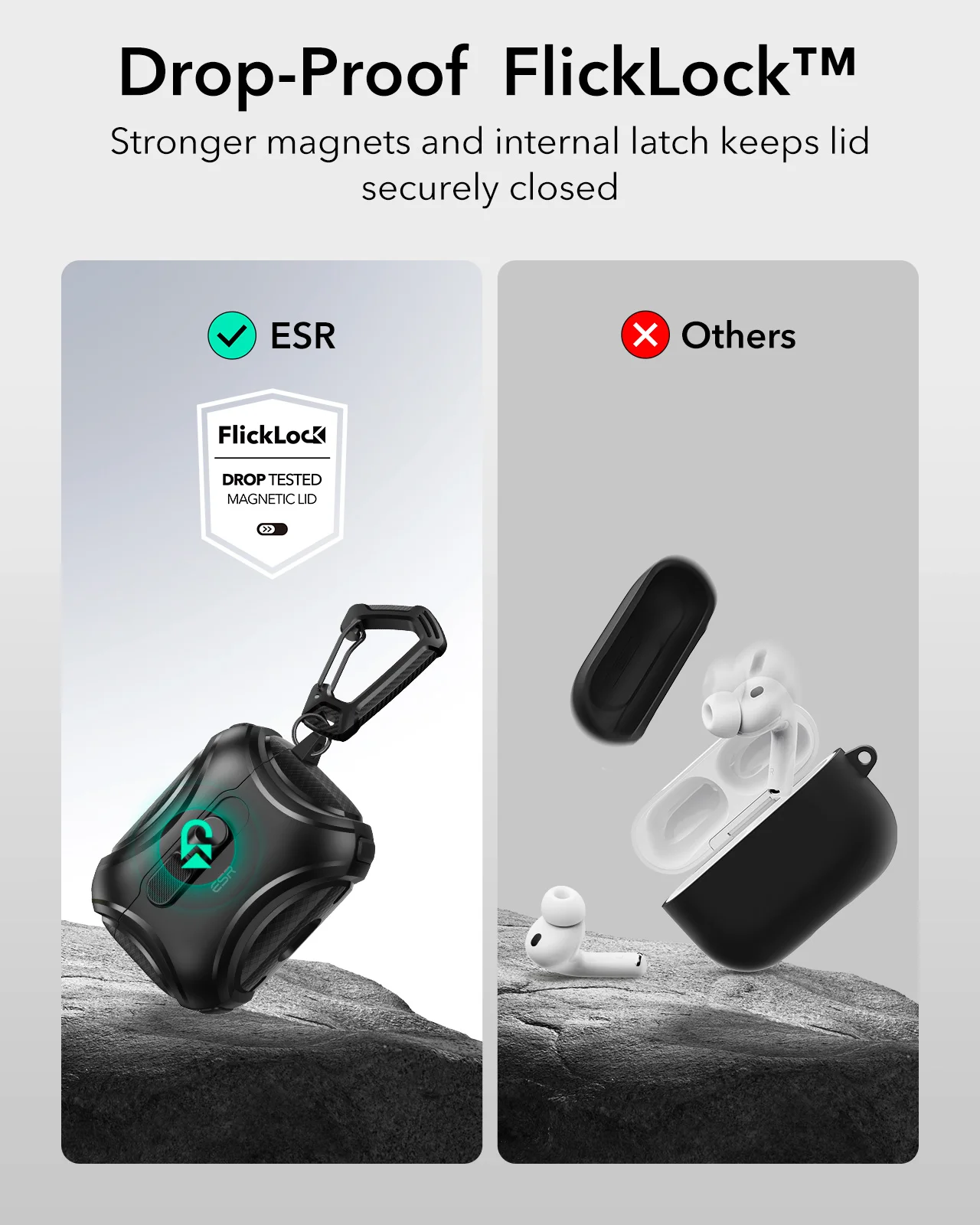 Etui ESR do AirPods Pro 3 (2025) – bezpieczne, z systemem FlickLock, najwyższej jakości etui na słuchawki do AirPods Pro 2./1. generacji oraz Airpod 4/5 (2024/2026). — zdjęcie produktu 4