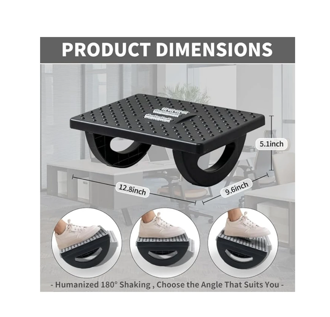 Ergonomic Foot Stools for Under Office Desk - Foot Rest for Under Desk at Work -Rocking Footrest with Roller Massager - Leg Res