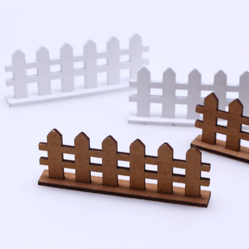 Mini Wooden Fence Model Miniature Landscape Scene Accessory DIY Garden Yard Barrier Diorama Dollhouse Decoration Craft Ornament