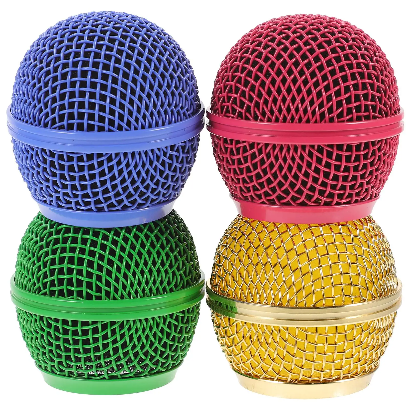 

4 Pcs Microphone Grille Cover Colored Metal Mesh Head Replacement Windscreen For Wireless Wired Mic Accessories