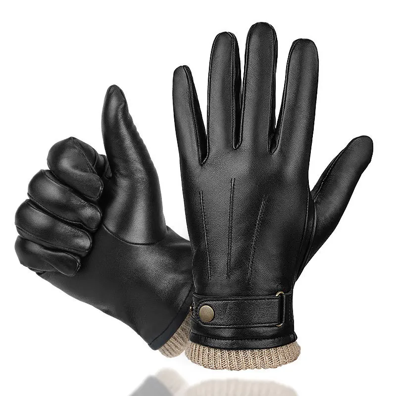 Sheepskin gloves, touchscreen, cold-proof, fleece-lined, outdoor winter gloves for men and women, genuine leather, warm gloves,