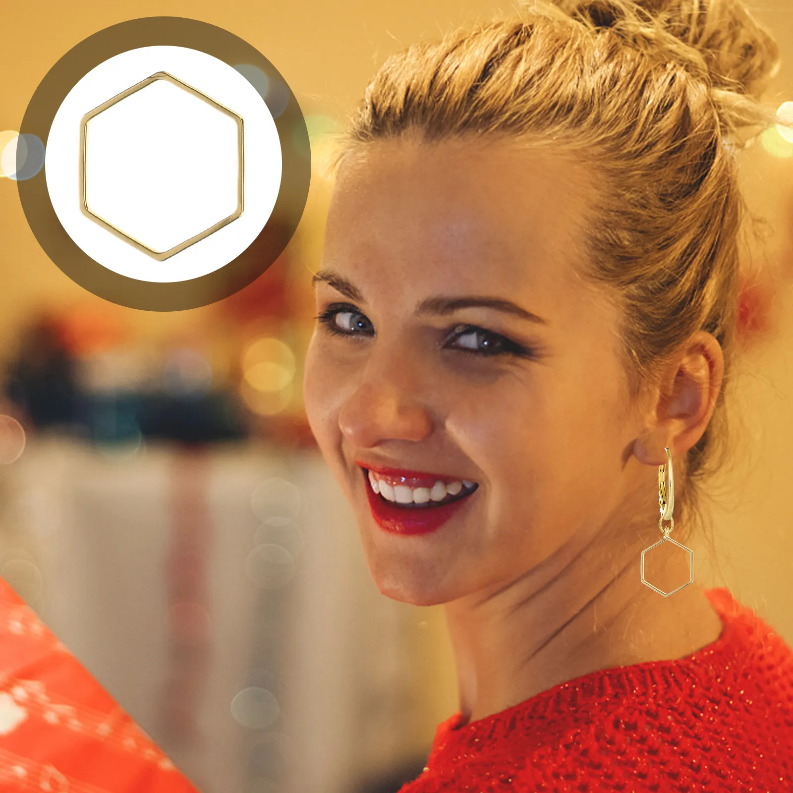 

50Pcs Hexagonal Earrings Charms Copper Jewelry Making Supplies DIY Pendant Necklace Bracelet Craft Materials Unique Hanging