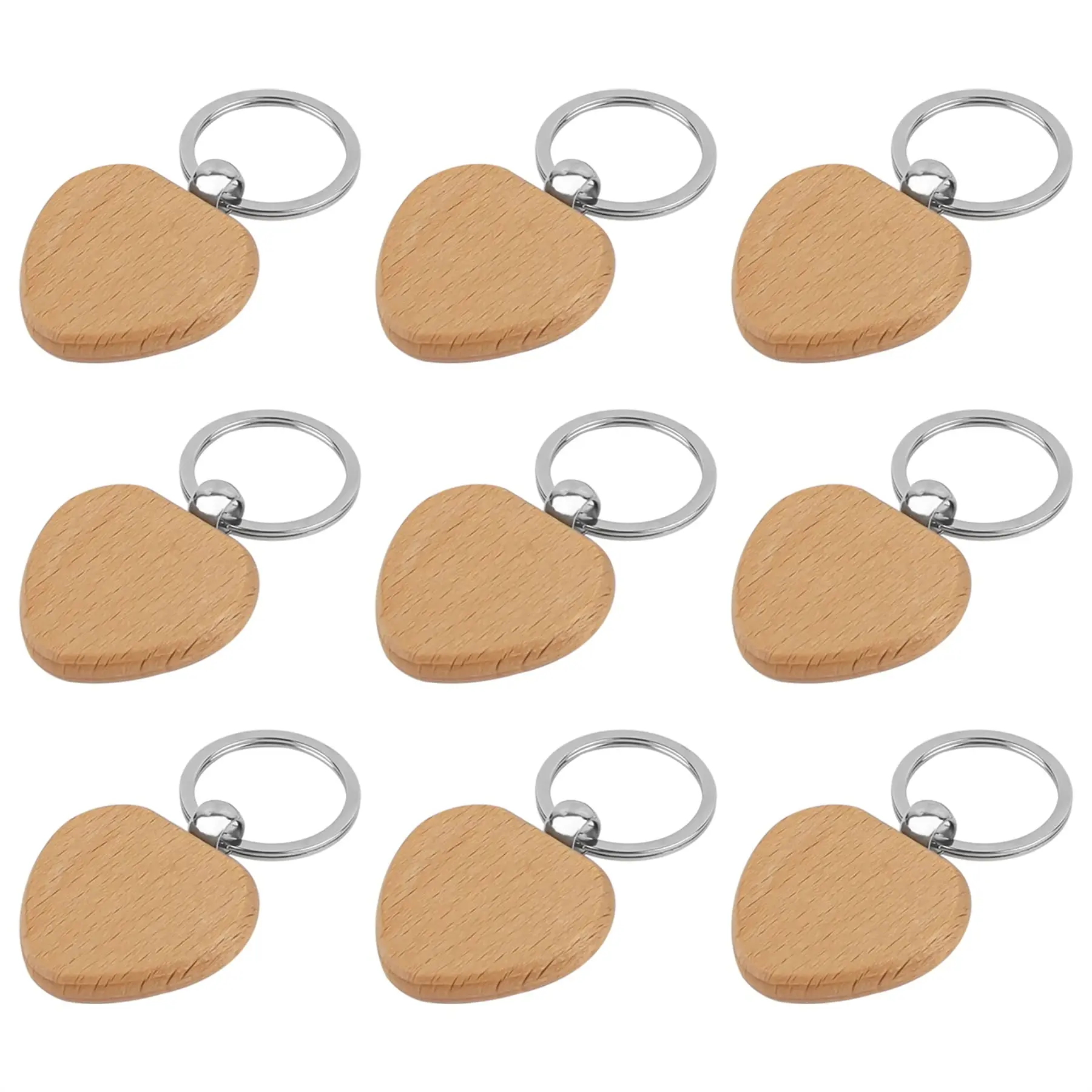 20Pcs Blank Heart Wooden Key Chain DIY Promotion Pendant Wood Keychain Keyring Tags Promotional Gifts