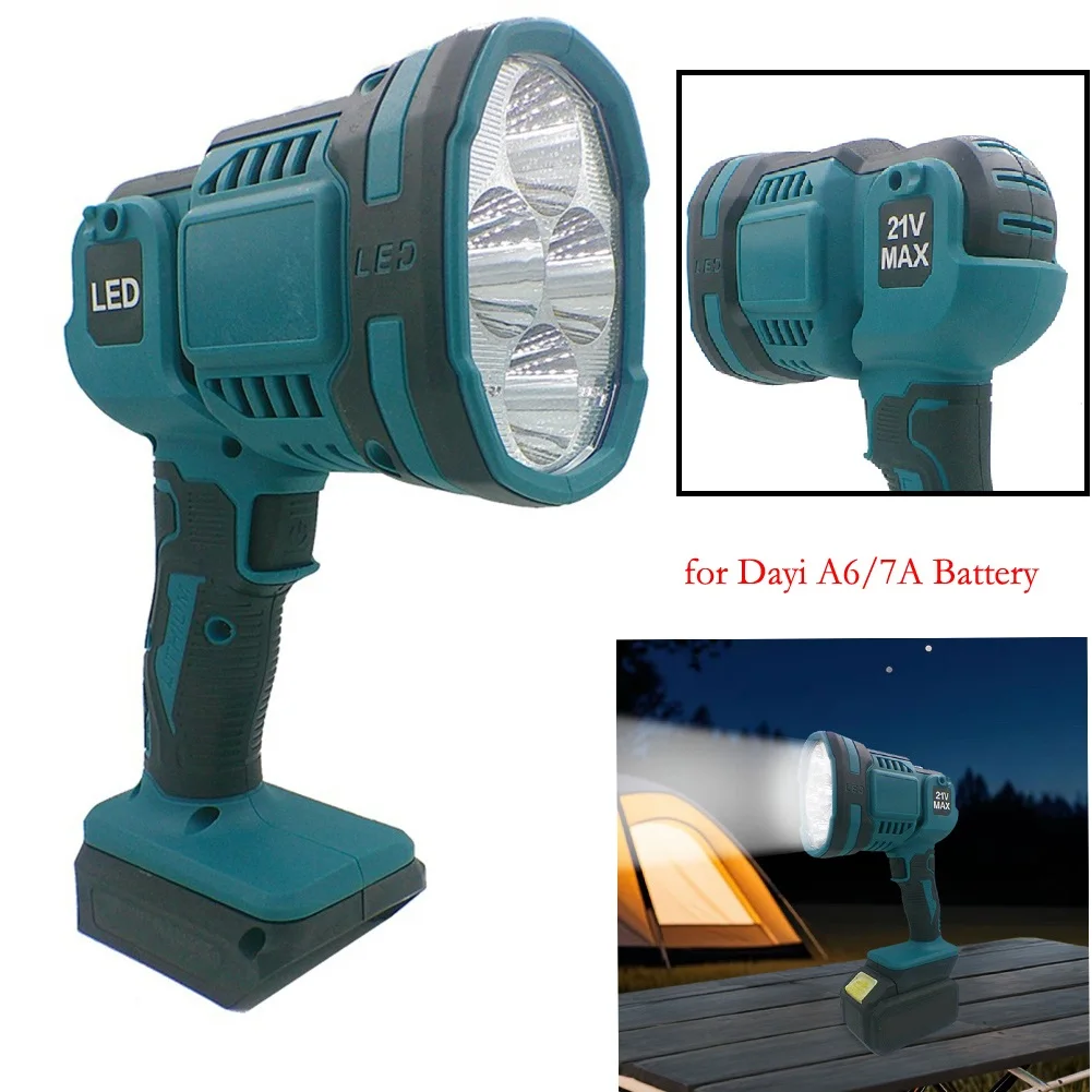 1pc Cordless LED Flashlight Work Light 90 Degree Rotatable Light Head For Dayi A6/A7 Battery Car Repaire Camping Accessory