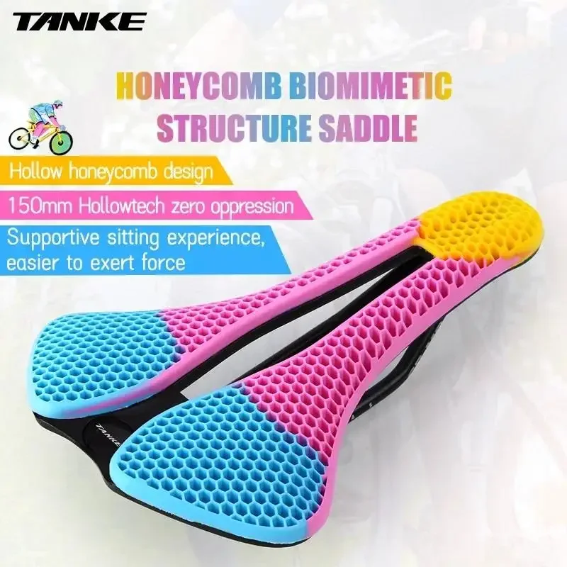 TANKE MTB road bicycle saddle honeycomb breathable,lightweight,durable,wear-resistant,similar 3D printed noctilucent riding seat