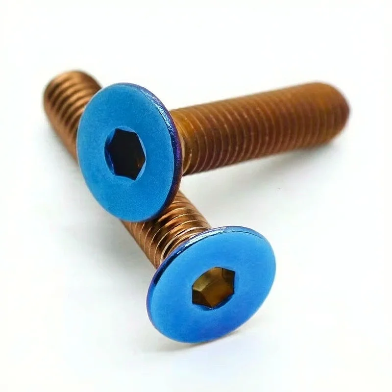 M4 M5 M6 M8 Burning Blue Plated 304 Stainless Steel Flat Head Hex Socket Countersunk Head Screw Bolt Steering Wheel Screws