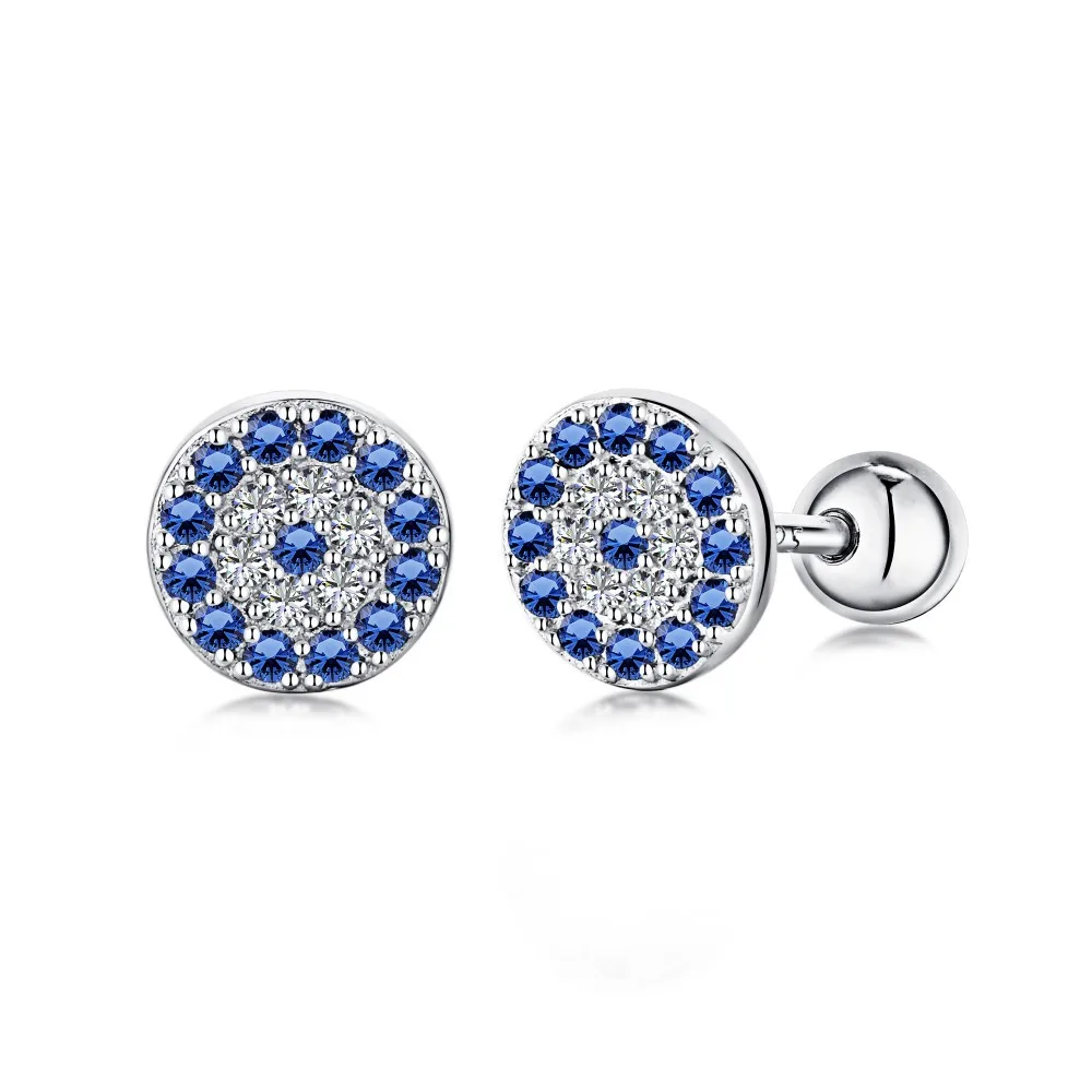 Japanese and Korean S925 Pure Silver Ear Nail Women's Light Luxury Micro Inlay Colored Zircon Ear Jewelry Manufacturer