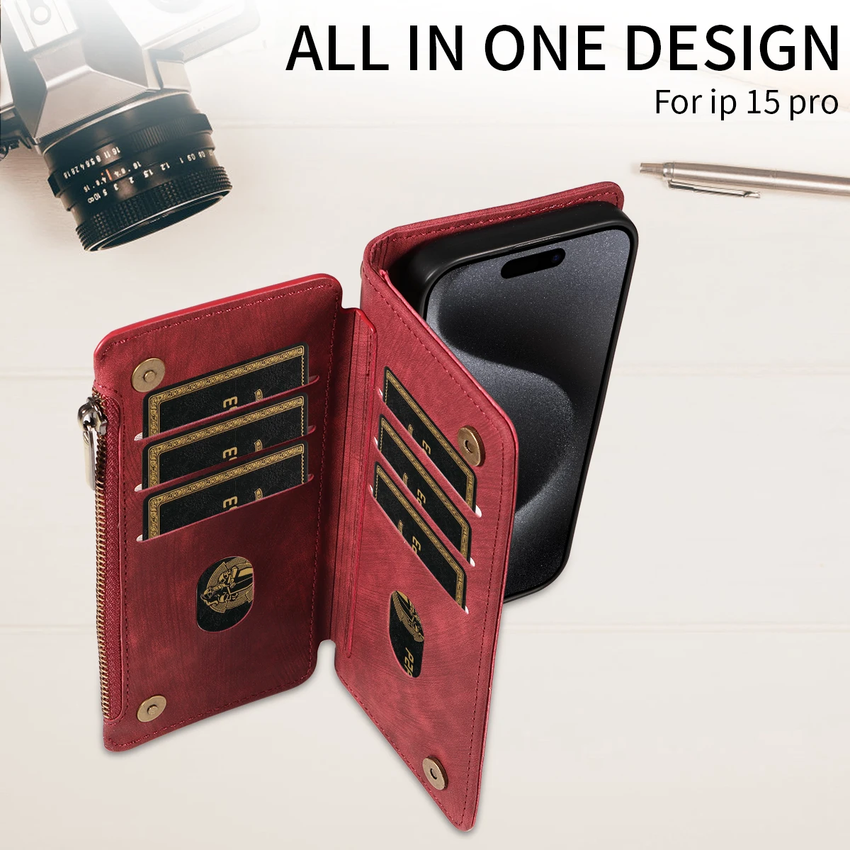 PU-Leder-Handyhülle für iPhone 16promax 16e 15 14 13 mini 12 mini 11promax plus 7 8plus XSMAX XR Flip Wallet Style Handyhülle – Detail 5