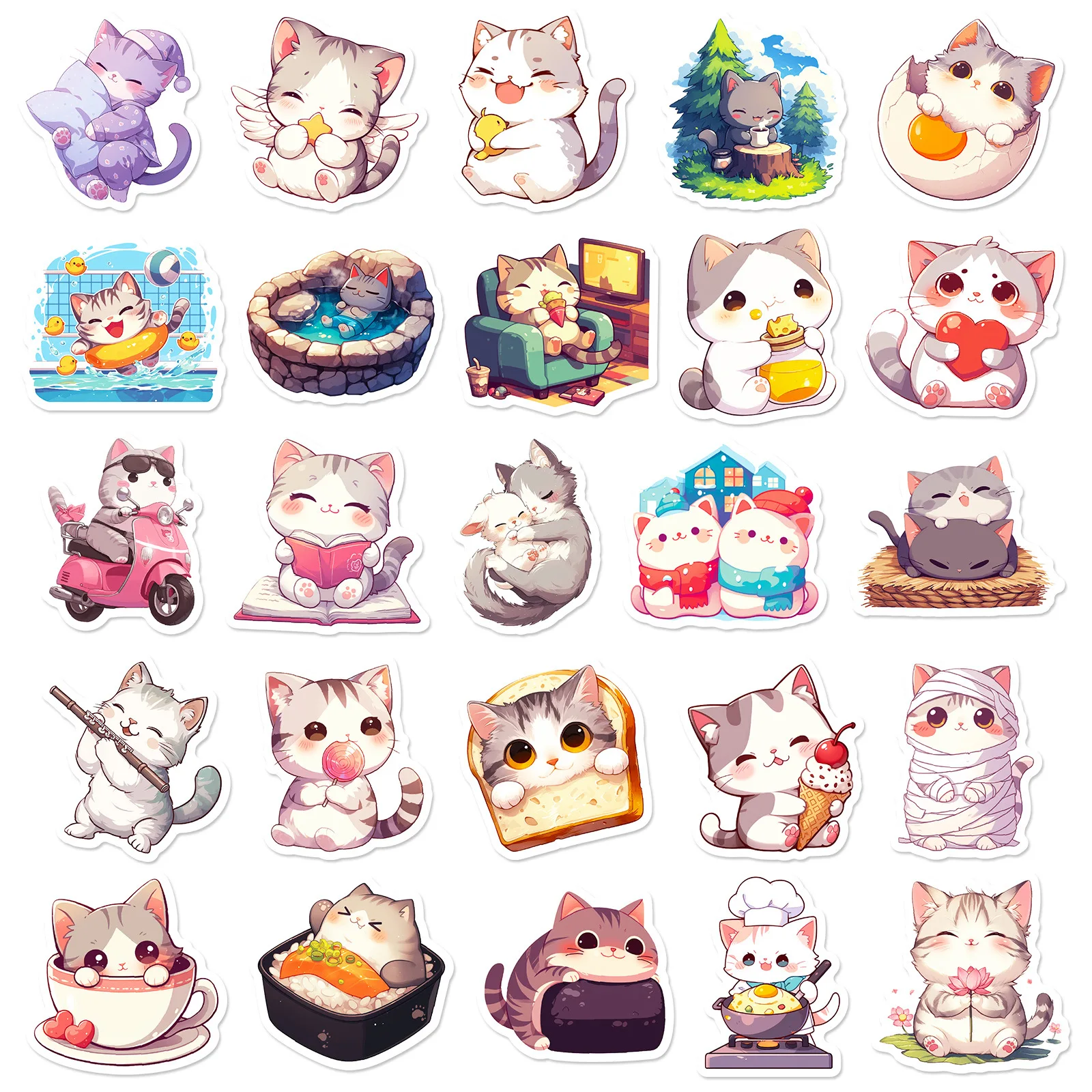 50 قطعة مذكرات القط لطيف الكتابة على الجدران ملصقات Kawaii الإبداعية القطط الكرتون ملصق مائي دفتر الهاتف الغيتار سكيت الكلاسيكية ألعاب أطفال هدية #3