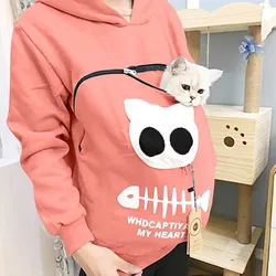 Sudadera con capucha para amantes de los gatos, jerseys con pata de perro canguro para mascotas, bolsa para abrazar, sudadera con bolsillo, oreja de Animal, envío directo