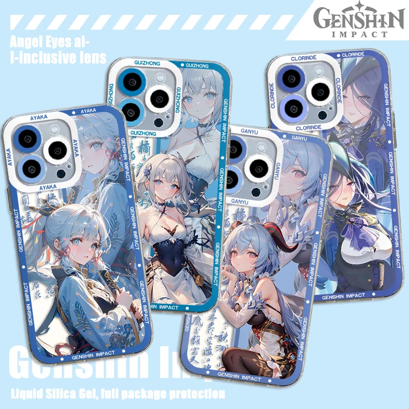 Genshin Impact Raiden Ayaka Phone Case For Samsung S24 S23 S22 S21 S20 S10 FE Note20 Note10 Plus Ultra Lite 5G Clear Soft Cover