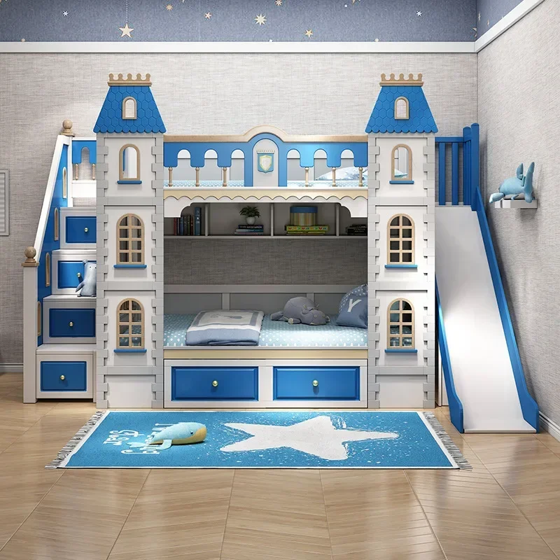 Prince Castle Full Solid Wood Double Layer Children's Bed Castle British Boys' Villa