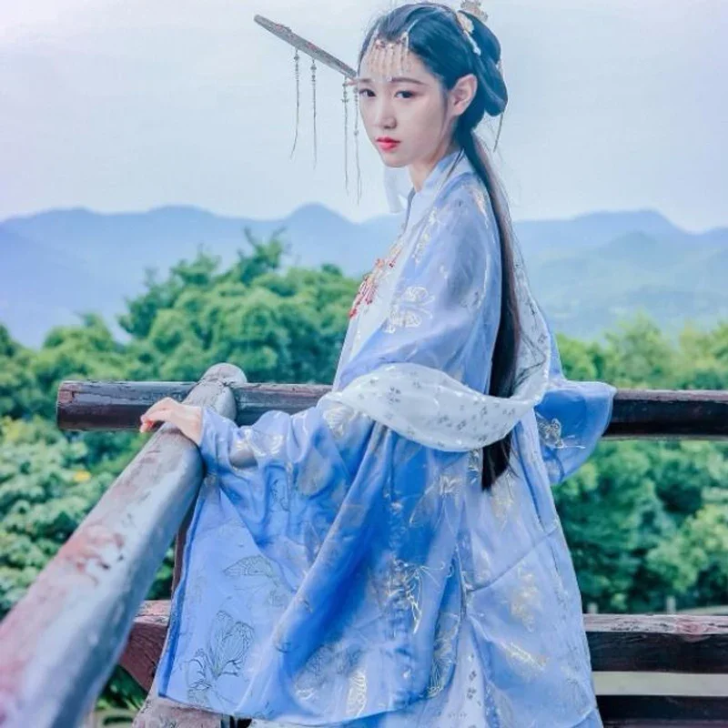 Disfraz de Hanfu tradicional chino para mujer, ropa Han Fu para mujer, Tops de manga larga, capa antigua Oriental de hadas, Cosplay