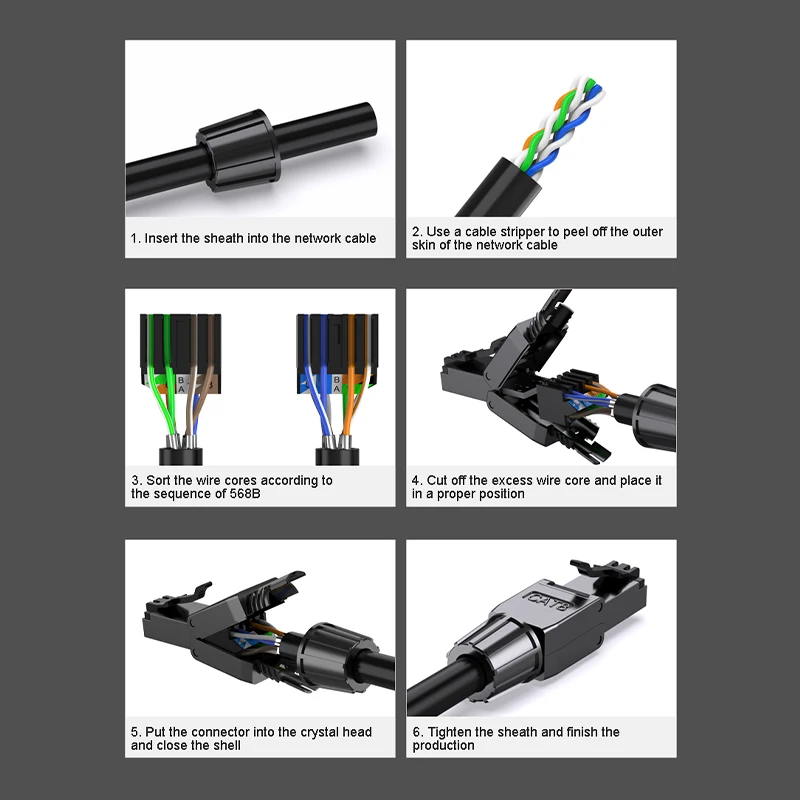 ONTi RJ45 8P8C Unshield Shielded Field Connector - RJ45 Termination Plug for Cat.6/6A/7 23AWG Solid Installation Cable