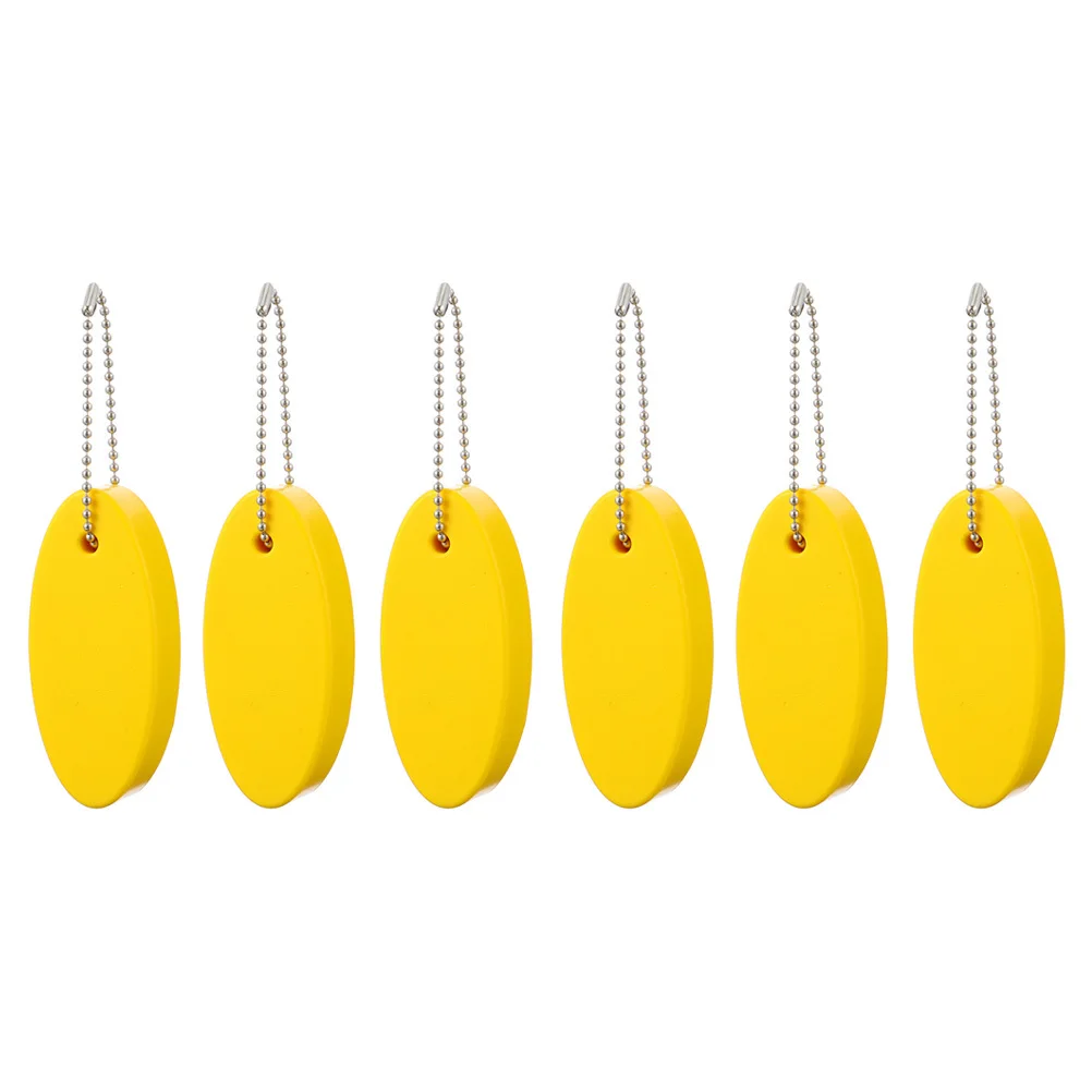 6Pcs PU Floating Keychain Oval Key Ring Creative Stylish Key Chain for Boating Fishing Sailing Activities Floating Keychain