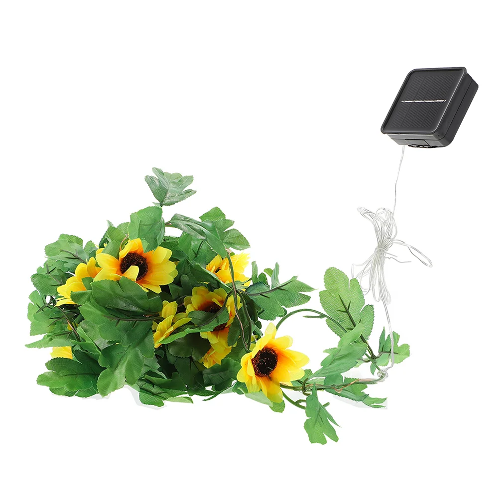 

Rattan Solar String Lights Vine Fairy Copper Wire Lamp Fake Greenery Sunflower Decorative