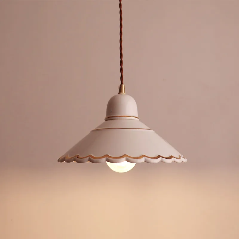 IWHD Japan Wabi Sabi LED Hanging Lamps Bedroom Kitchen Dining Room Glazed Hand-Painted Ceramic Pendant Light Decoration Hanglamp