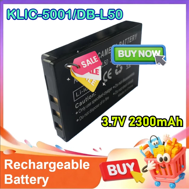 

KLIC-5001 DB-L50 Camera Battery 3.7V 2300mAh for Kodak P850 Z7590 Z760 Z730 for Sanyo VPC-FH1 FH11 TH1G TH2 GH1 WH1