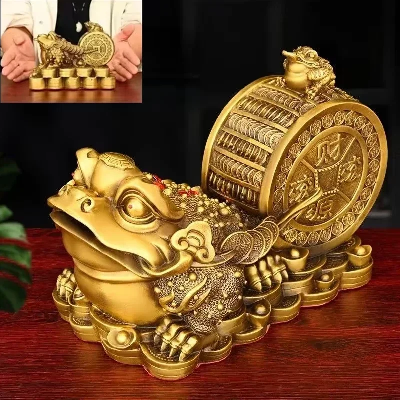 Copper Animal Golden Toad Pulling Wealth Three-legged Toad Ornament Home Office Decor
