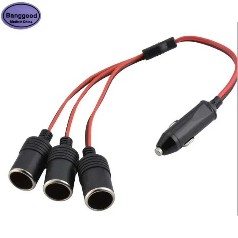High Power 3 Way 120W 10A Universal 12V 24V Car Cigarette Lighter Charger Plug Socket Connector Splitter Cable Adapter with Fuse